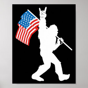 Affiche Drapeau américain Funny Bigfoot Rock And Roll pour