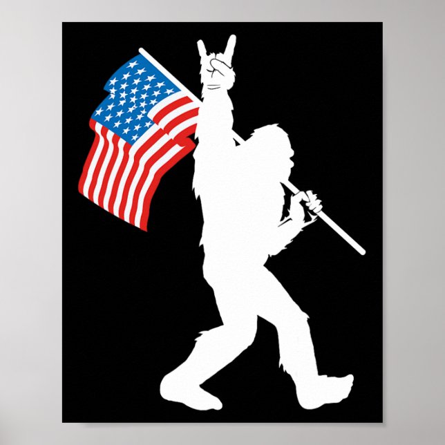 Affiche Drapeau américain Funny Bigfoot Rock And Roll pour (Devant)