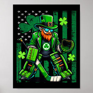 Affiche Drapeau américain gardien de hockey Saint Patrick