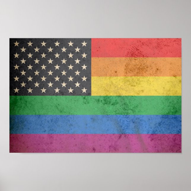 Affiche Drapeau américain gay (Devant)