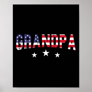 Affiche Drapeau américain grand-père 4 juillet vintage pat