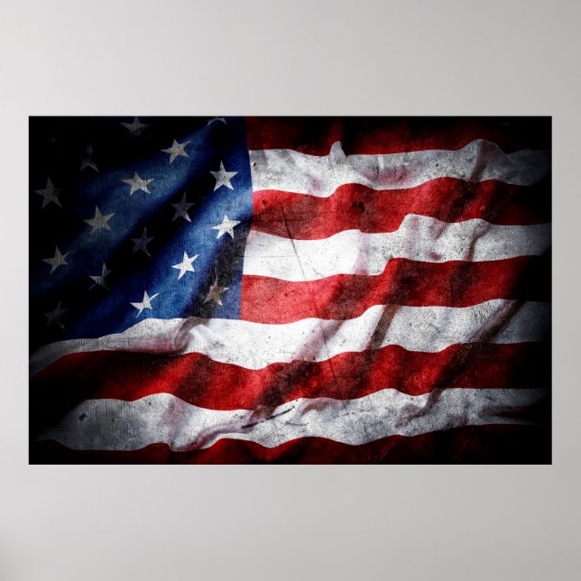 Affiche Drapeau américain Grunge (Devant)