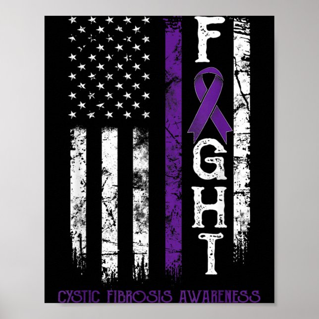 Affiche Drapeau américain guerrier de la fibrose kystique (Devant)