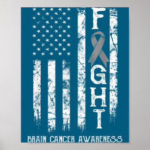 Affiche Drapeau américain guerrier du cancer du cerveau ch