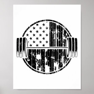 Affiche Drapeau américain haltérophilie poids haltérophile