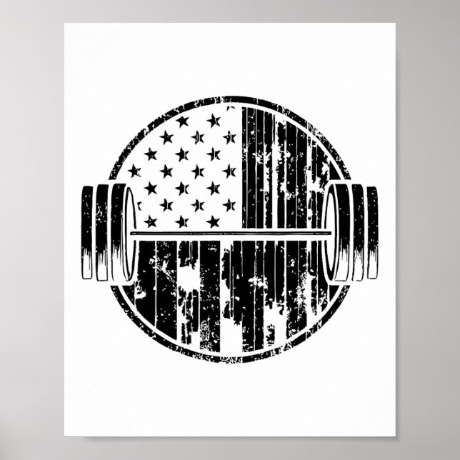 Affiche Drapeau américain haltérophilie poids haltérophile (Devant)
