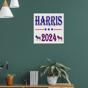 Affiche Drapeau américain Harris 2024 Pres Democrat Donkey
