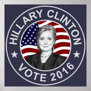 Affiche Drapeau américain Hillary Clinton