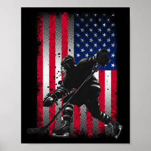Affiche Drapeau Américain Hockey Femmes Enfants Hommes