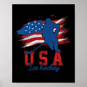 Affiche Drapeau Américain Hockey Sur Glace 4 Juillet États