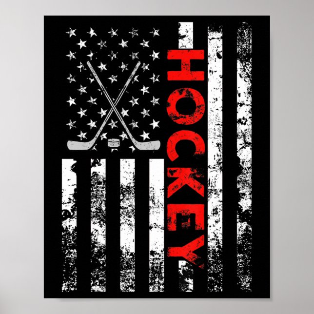 Affiche Drapeau américain Hockey USA Patriotic Cadeau (Devant)