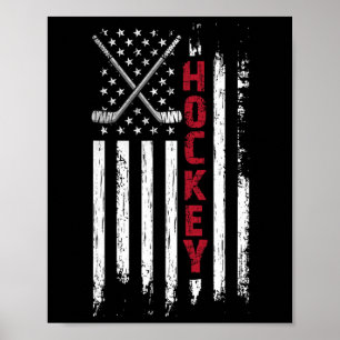 Affiche Drapeau Américain Hockey Usa Patriotique