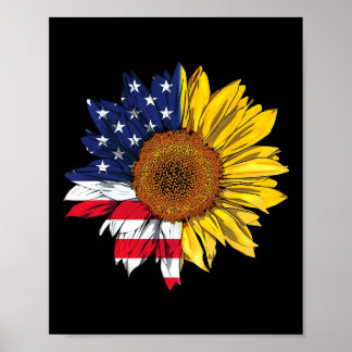 Affiche Drapeau américain Indépendance du tournesol 4 juil