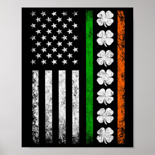 Affiche Drapeau Américain Irlandais Drapeau Irlande Fête S