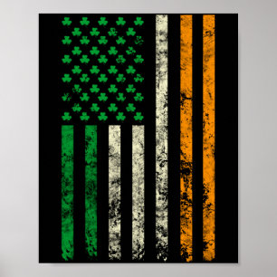 Affiche Drapeau américain Irlande Trèfle Irlandais Jour de