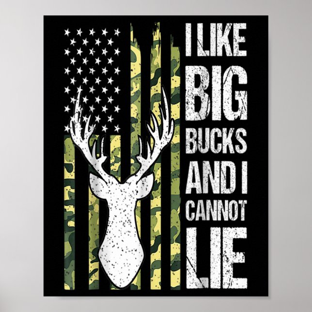 Affiche Drapeau Américain J'Aime Big Bucks Et Je Ne Peux P (Devant)