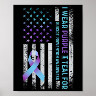 Affiche Drapeau américain Je porte du violet et du sarcell