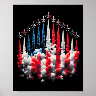 Affiche Drapeau américain jet du 4 juillet patriotique Usa