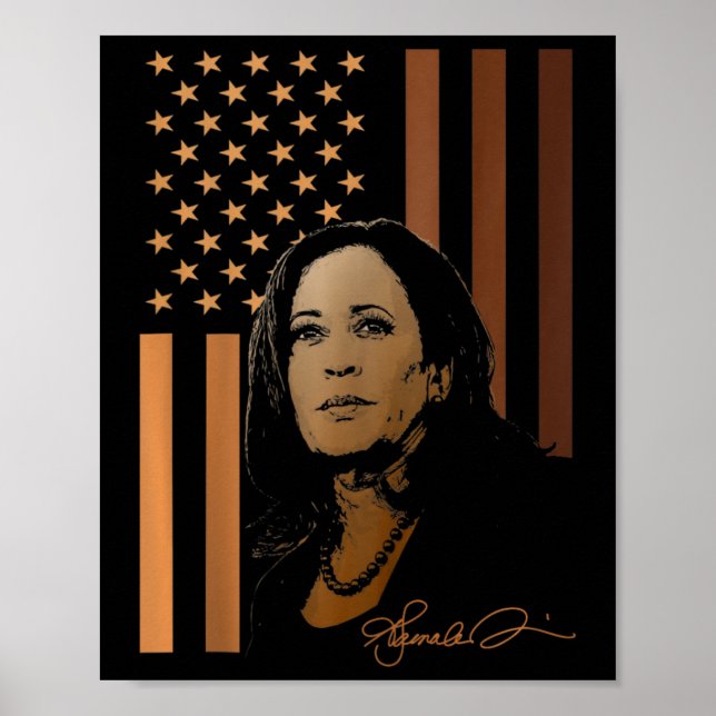 Affiche Drapeau américain Kamala Harris 2024 Madame la Pré (Devant)