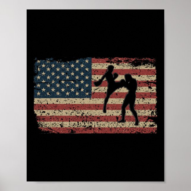 Affiche Drapeau américain Karaté Cadeau Fier Mma Takewando (Devant)