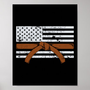 Affiche Drapeau Américain Karaté Cadeau Tae Kwon Do Combat