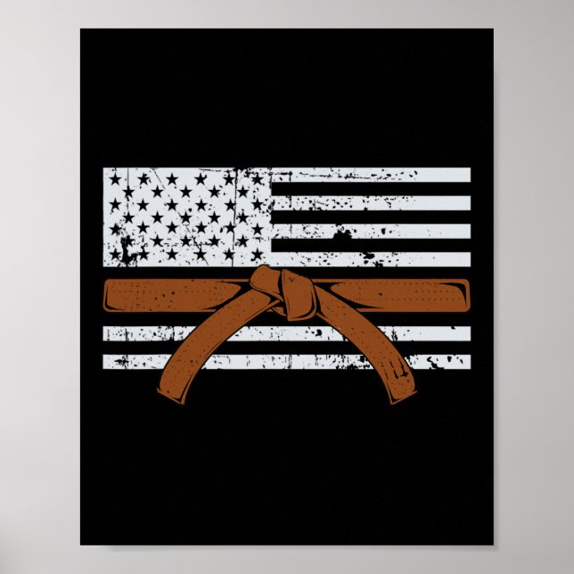Affiche Drapeau Américain Karaté Cadeau Tae Kwon Do Combat (Devant)