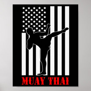 Affiche Drapeau américain Kickboxing Arts martiaux Combatt