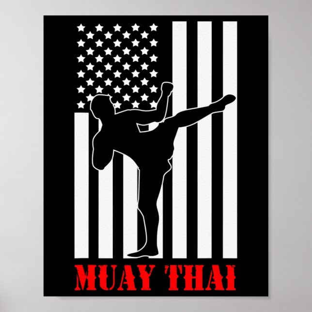 Affiche Drapeau américain Kickboxing Arts martiaux Combatt (Devant)