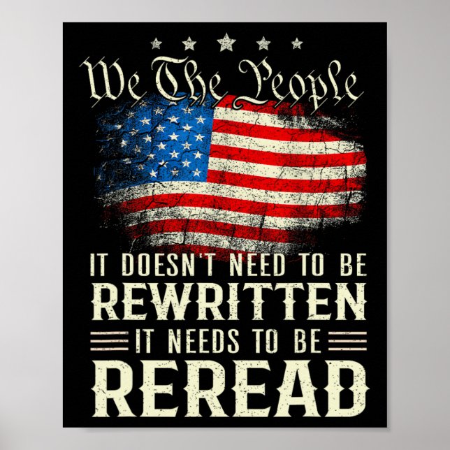 Affiche Drapeau américain La constitution des États-Unis d (Devant)