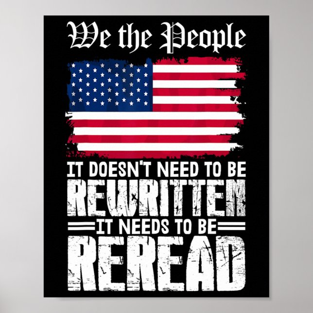 Affiche Drapeau américain La constitution des États-Unis d (Devant)