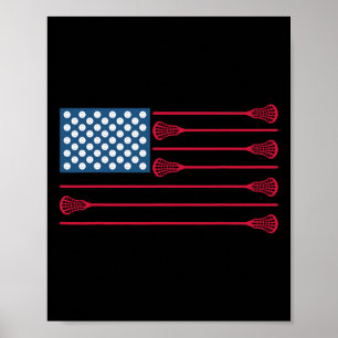 Affiche Drapeau Américain Lacrosse Cool Lacrosse Famille P