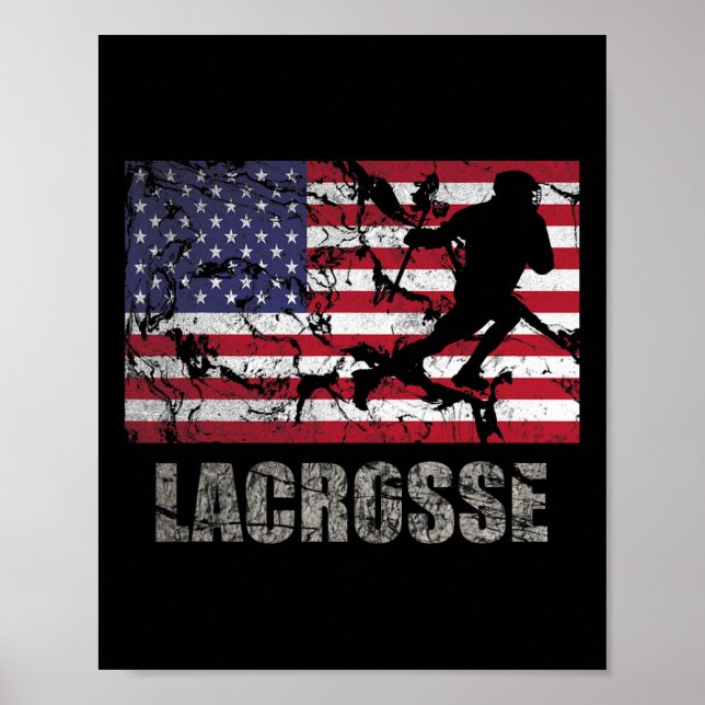 Affiche Drapeau américain Lacrosse Drapeau américain Drape (Devant)