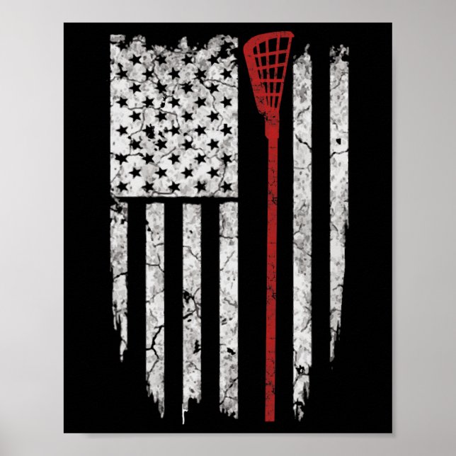 Affiche Drapeau américain Lacrosse Hommes Cadeaux Tee - sh (Devant)