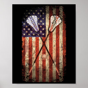 Affiche Drapeau américain Lacrosse LAX