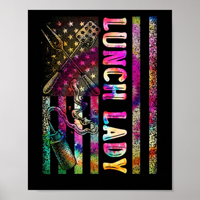 Affiche Drapeau Américain Lady Retour À L'École Chef Cook (Devant)