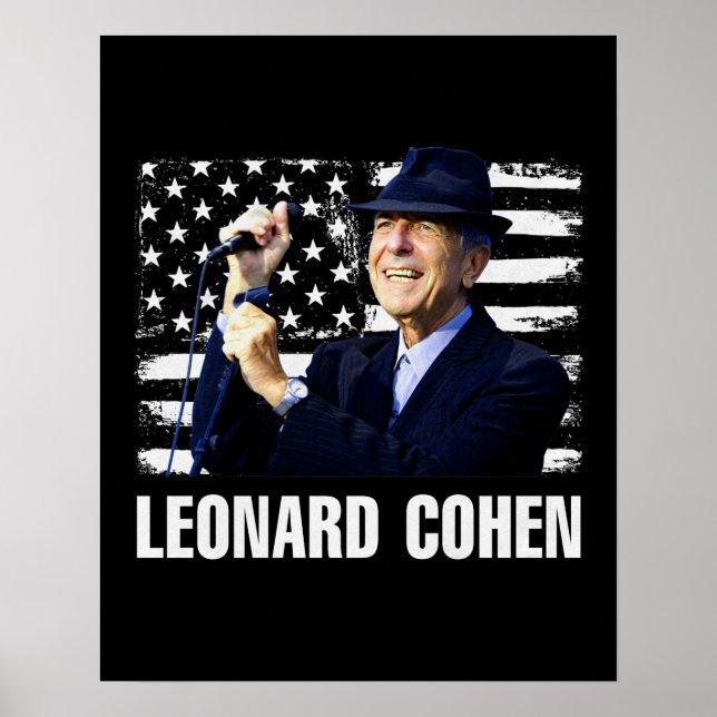 Affiche Drapeau américain Leonard Cohen (Devant)