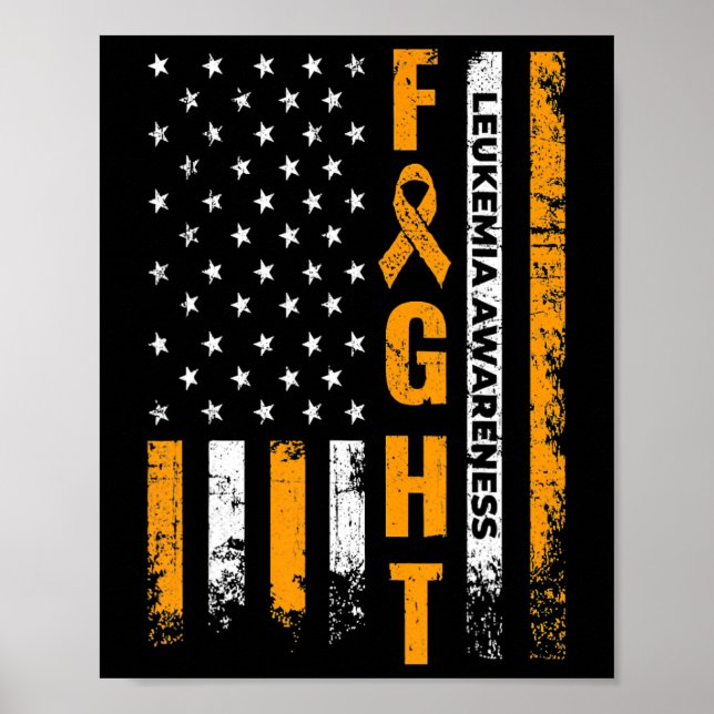Affiche Drapeau américain Leucémie Sensibilisation Cancer  (Devant)