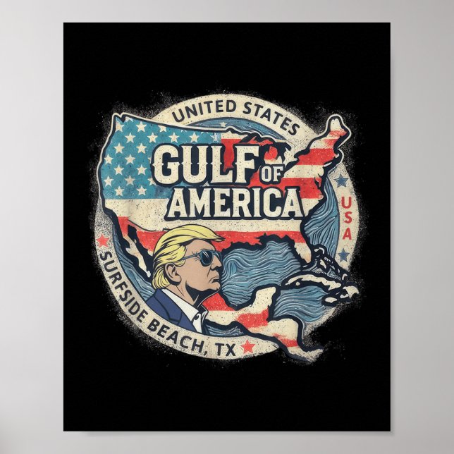 Affiche Drapeau Américain M Du Golfe De L'Amérique Est 202 (Devant)