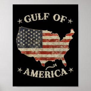 Affiche Drapeau Américain M Du Golfe Retro Of Usa America