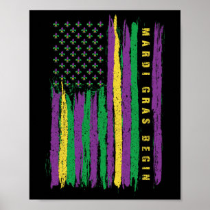Affiche Drapeau américain Mardi Gras Costu