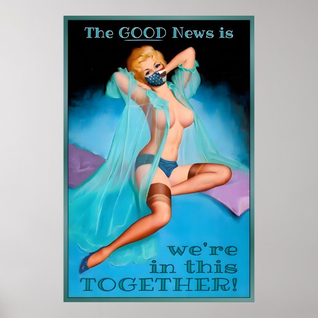 Affiche Drapeau Américain Masque Ensemble Morale En Temps  (Devant)