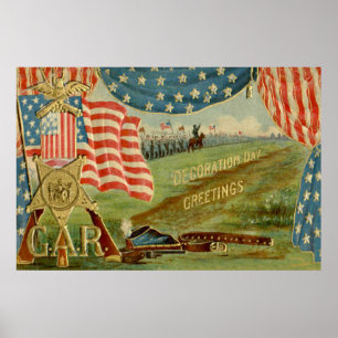 Affiche Drapeau américain Médaille de l'Union de la guerre