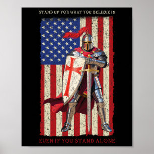 Affiche Drapeau américain médiéval croisé Templiers 4t