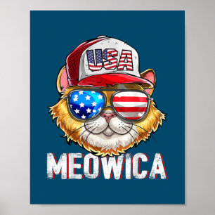 Affiche Drapeau américain Meowica Chat 4 juillet Trucker C
