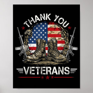 Affiche Drapeau américain merci aux vétérans fière journée