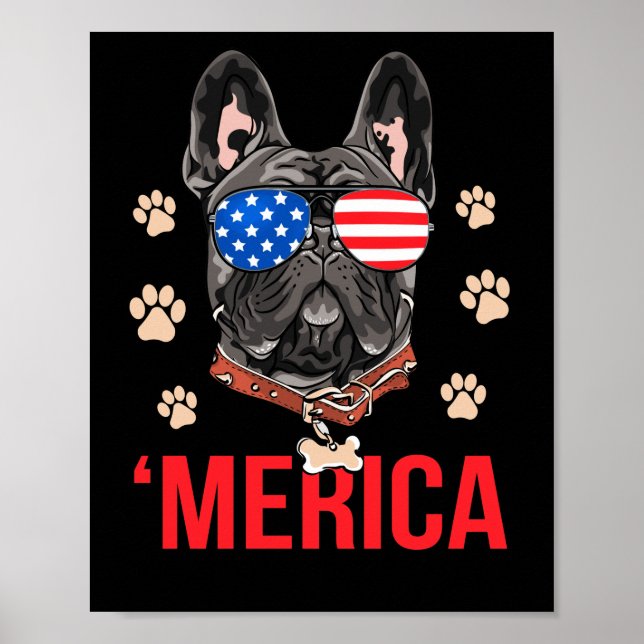 Affiche Drapeau américain Merica French Bulldog Frenchie (Devant)