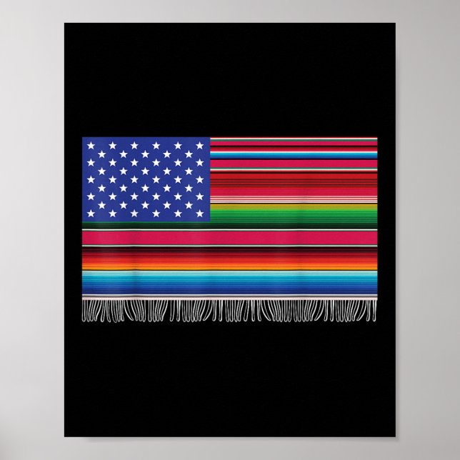 Affiche Drapeau Américain Mexicain Serape Cinco De Mayo Po (Devant)