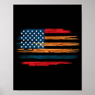 Affiche Drapeau américain mexicain serape cinco de mayo po