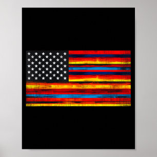 Affiche Drapeau américain mexicain serape cinco de mayo po