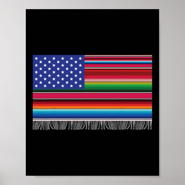 Affiche Drapeau Américain Mexicain Serape Cinco De Mayo Po (Devant)
